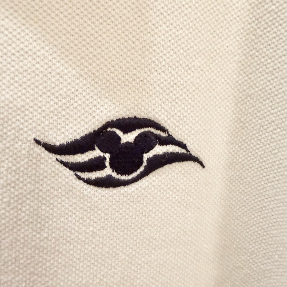 Embroidered Navy Disney Cruise logo Knit Top - White